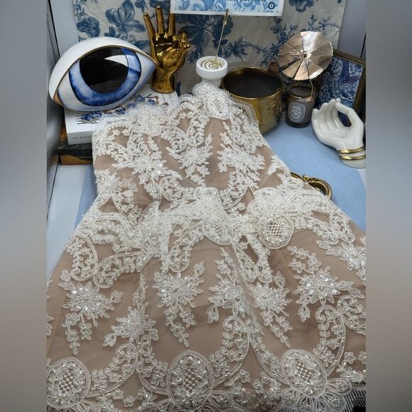 🆕 BRONX & BANCO 🧿 NWOT Maraya Blanc Lace Mini Dress, Sz M US 6 - Picture 14 of 16
